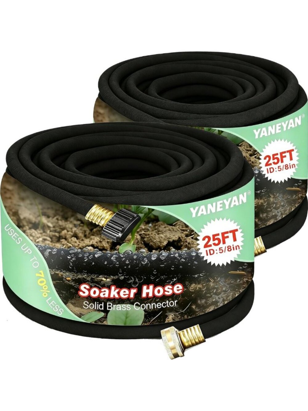 5/8" 25 FT*2 Pack Soaker Hose for Water Drip Irrigation for Lawn
